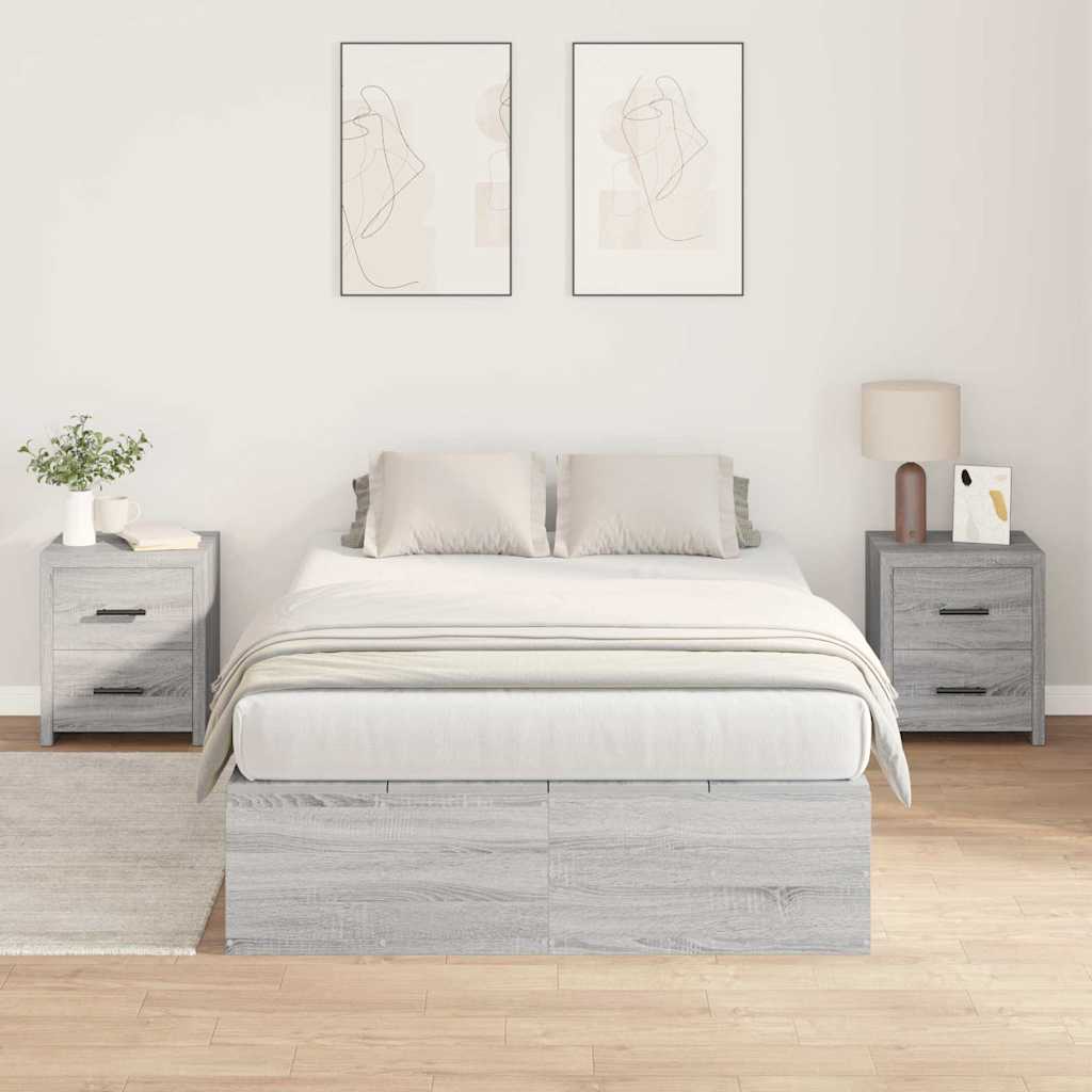 vidaXL Storage Bed Frame Grey Sonoma 120 x 200 cm Engineered Wood 4