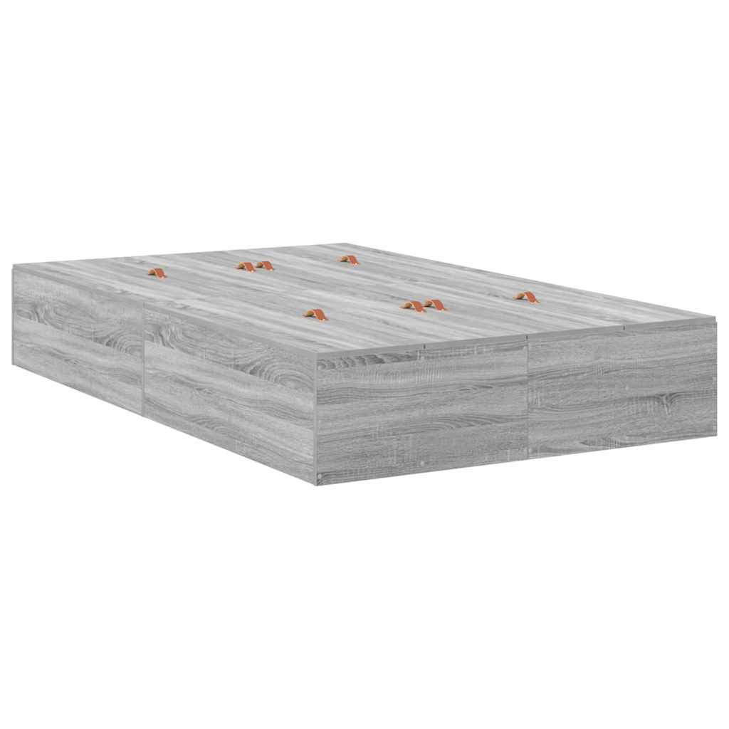 vidaXL Storage Bed Frame Grey Sonoma 120 x 200 cm Engineered Wood 5