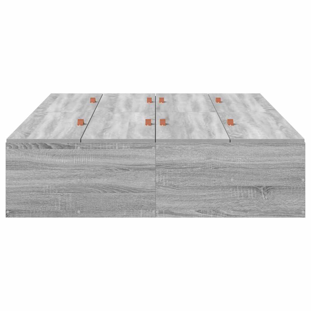 vidaXL Storage Bed Frame Grey Sonoma 120 x 200 cm Engineered Wood 6