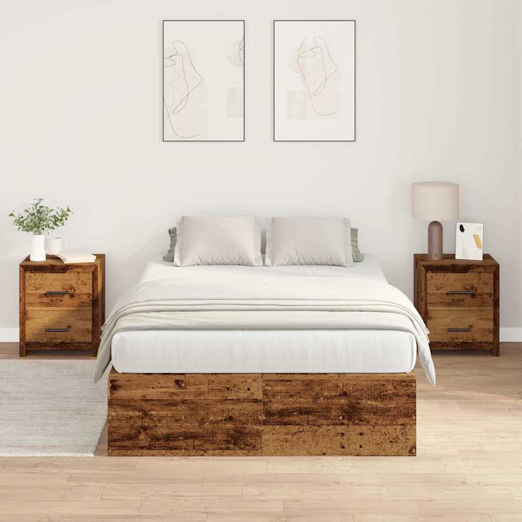 vidaXL Storage Bed Frame Old Wood 120 x 200 cm Engineered Wood 4