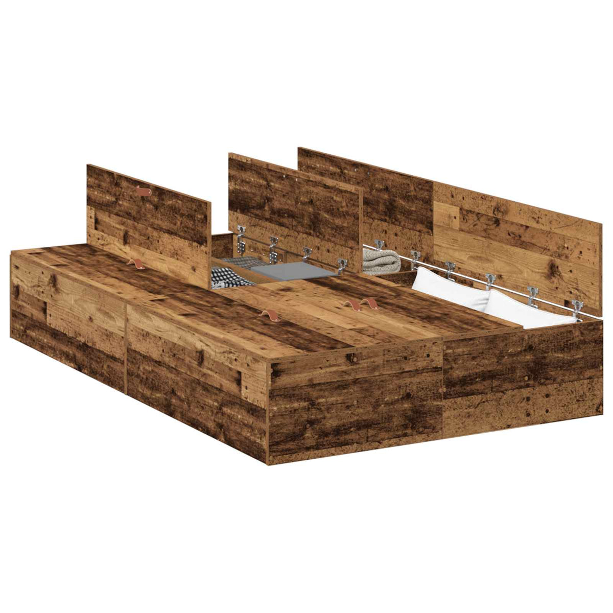 vidaXL Storage Bed Frame Old Wood 120 x 200 cm Engineered Wood 2