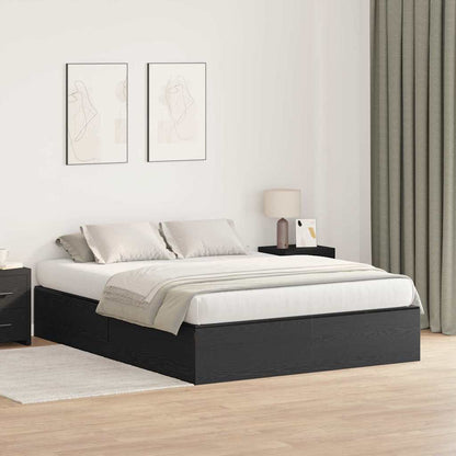 vidaXL Storage Bed Frame Black Oak 140 x 200 cm Engineered Wood 1