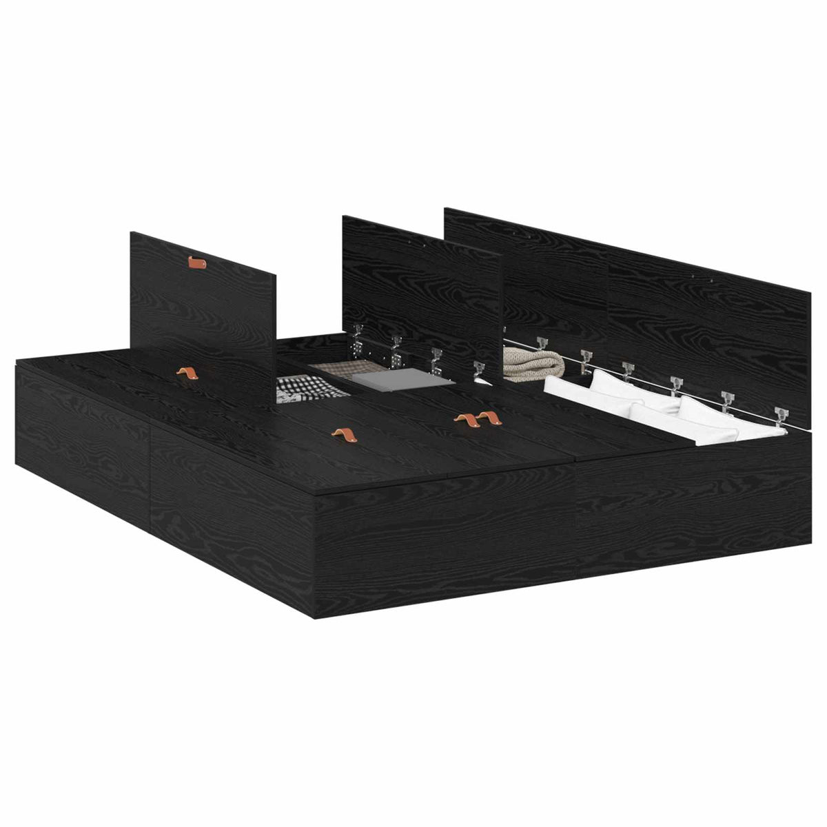vidaXL Storage Bed Frame Black Oak 140 x 200 cm Engineered Wood 2