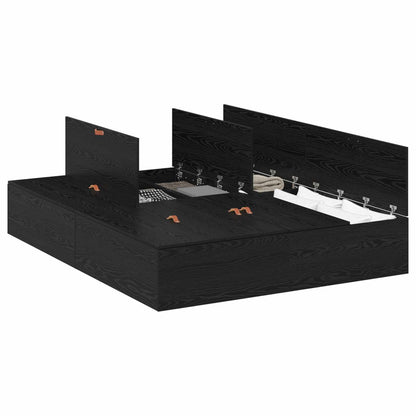 vidaXL Storage Bed Frame Black Oak 140 x 200 cm Engineered Wood 2