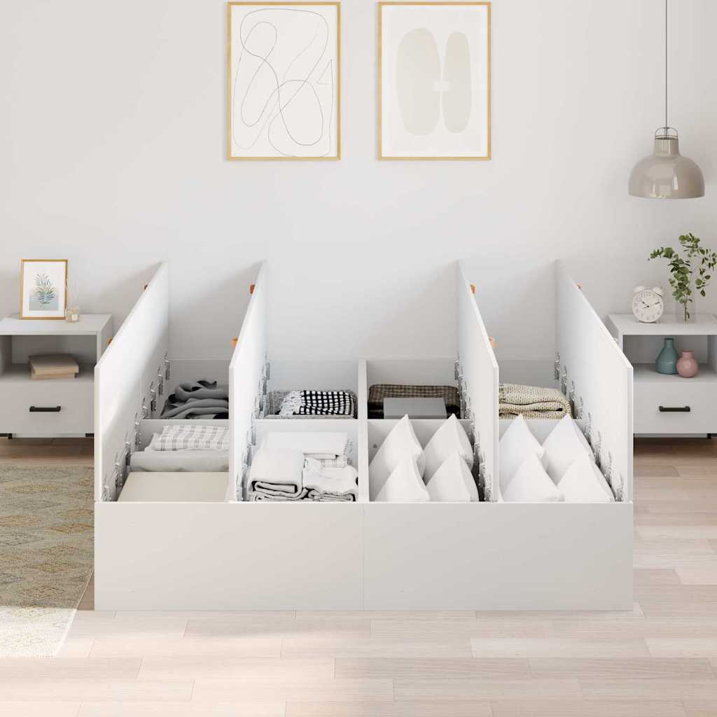 vidaXL Storage Bed Frame with Door White 150 x 200 cm Engineered Wood 3