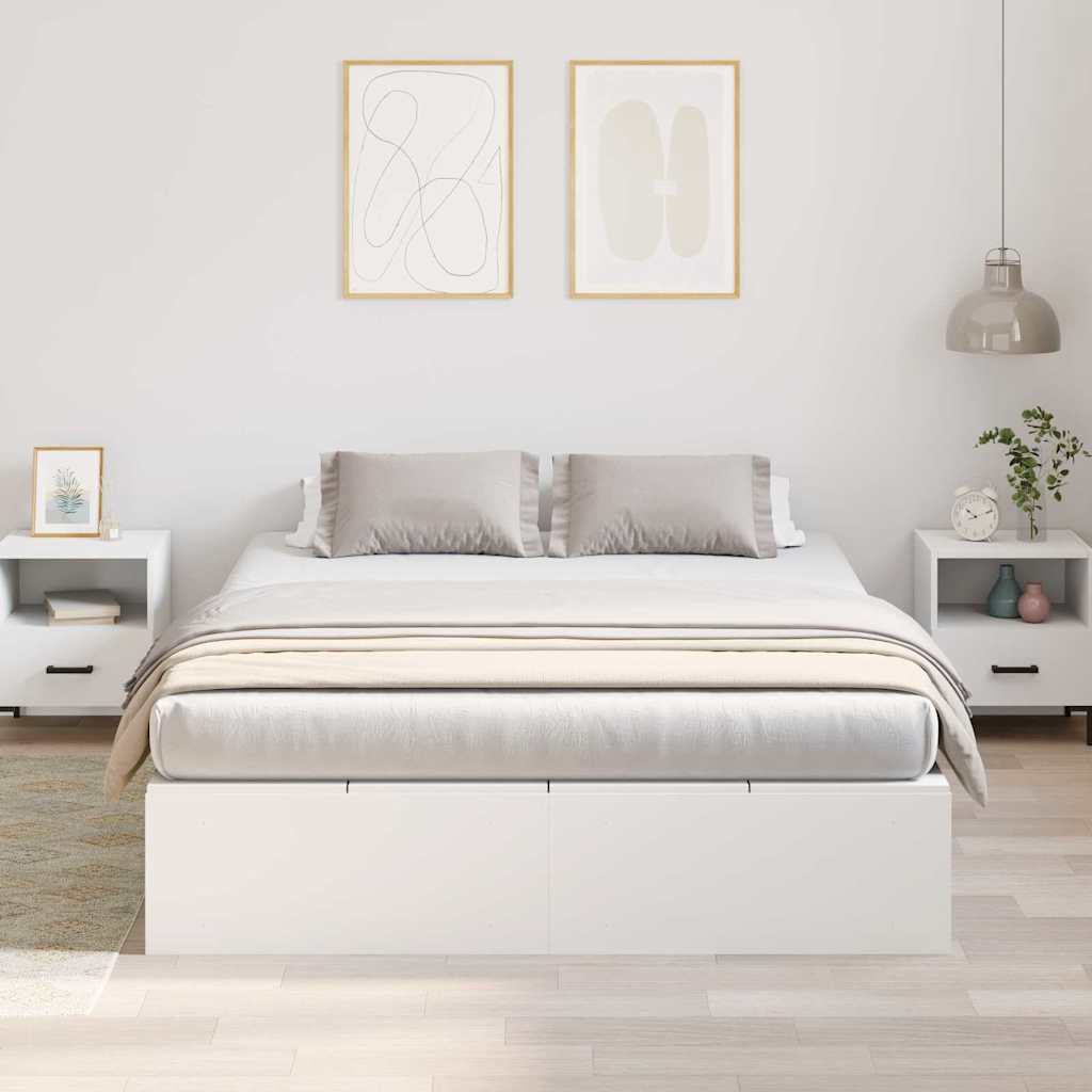 vidaXL Storage Bed Frame with Door White 150 x 200 cm Engineered Wood 4