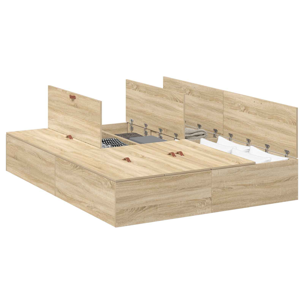 vidaXL Storage Bed Frame Sonoma Oak 150 x 200 cm Engineered Wood 2