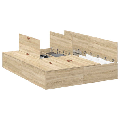 vidaXL Storage Bed Frame Sonoma Oak 150 x 200 cm Engineered Wood 2