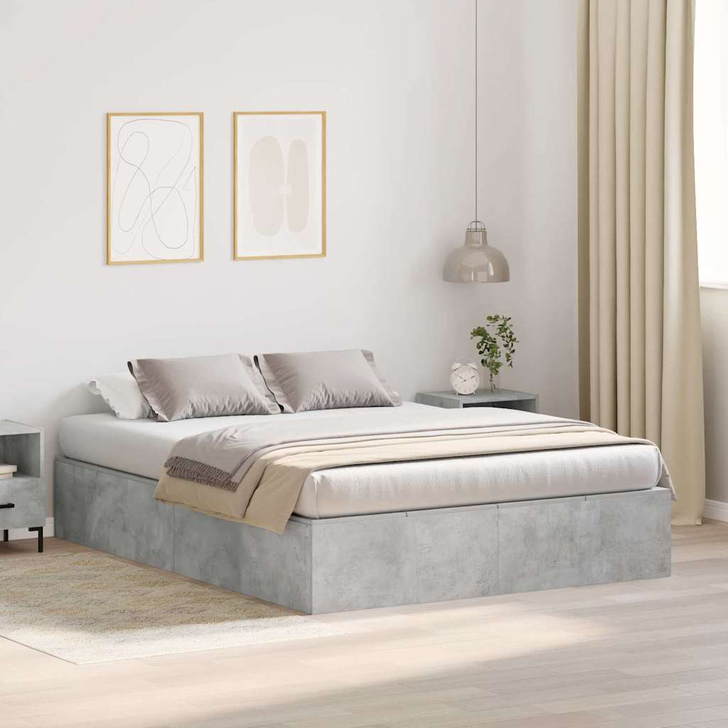 vidaXL Storage Bed Frame Concrete Grey 150 x 200 cm Engineered Wood 1