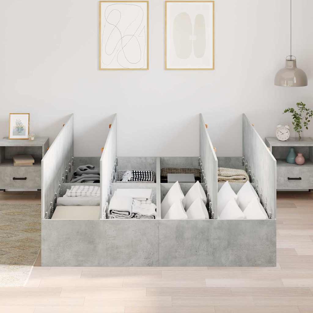 vidaXL Storage Bed Frame Concrete Grey 150 x 200 cm Engineered Wood 3