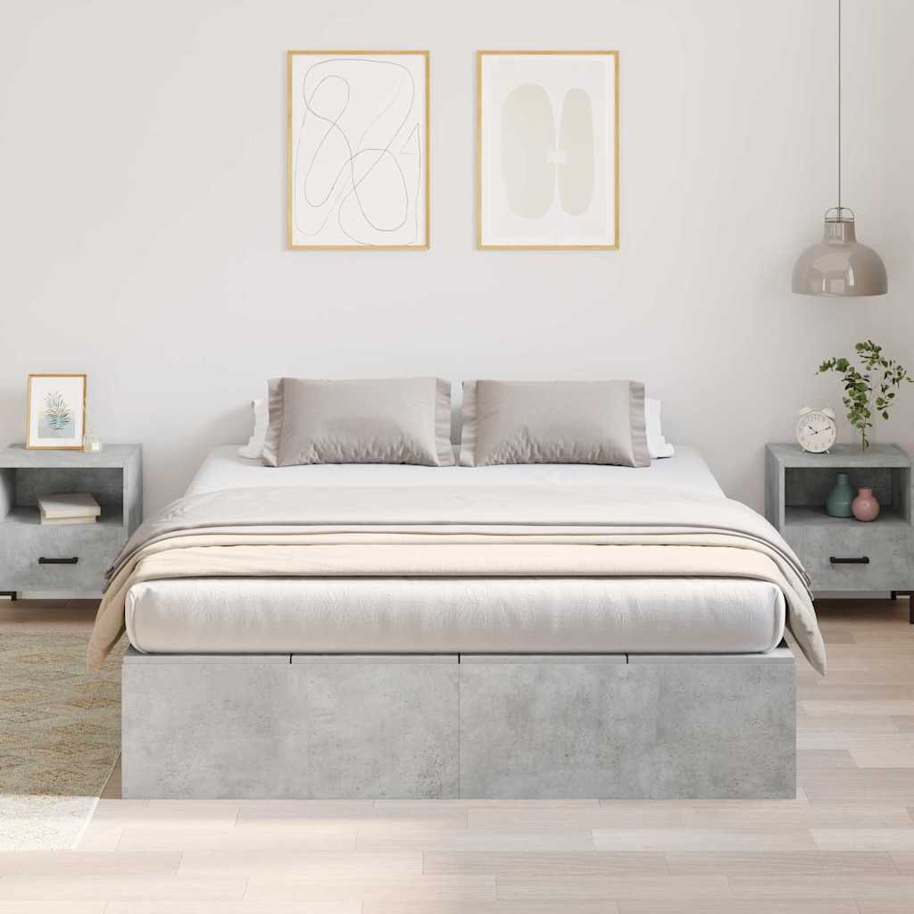 vidaXL Storage Bed Frame Concrete Grey 150 x 200 cm Engineered Wood 4