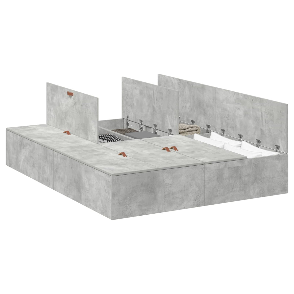 vidaXL Storage Bed Frame Concrete Grey 150 x 200 cm Engineered Wood 2