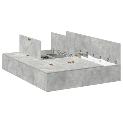 vidaXL Storage Bed Frame Concrete Grey 150 x 200 cm Engineered Wood 2