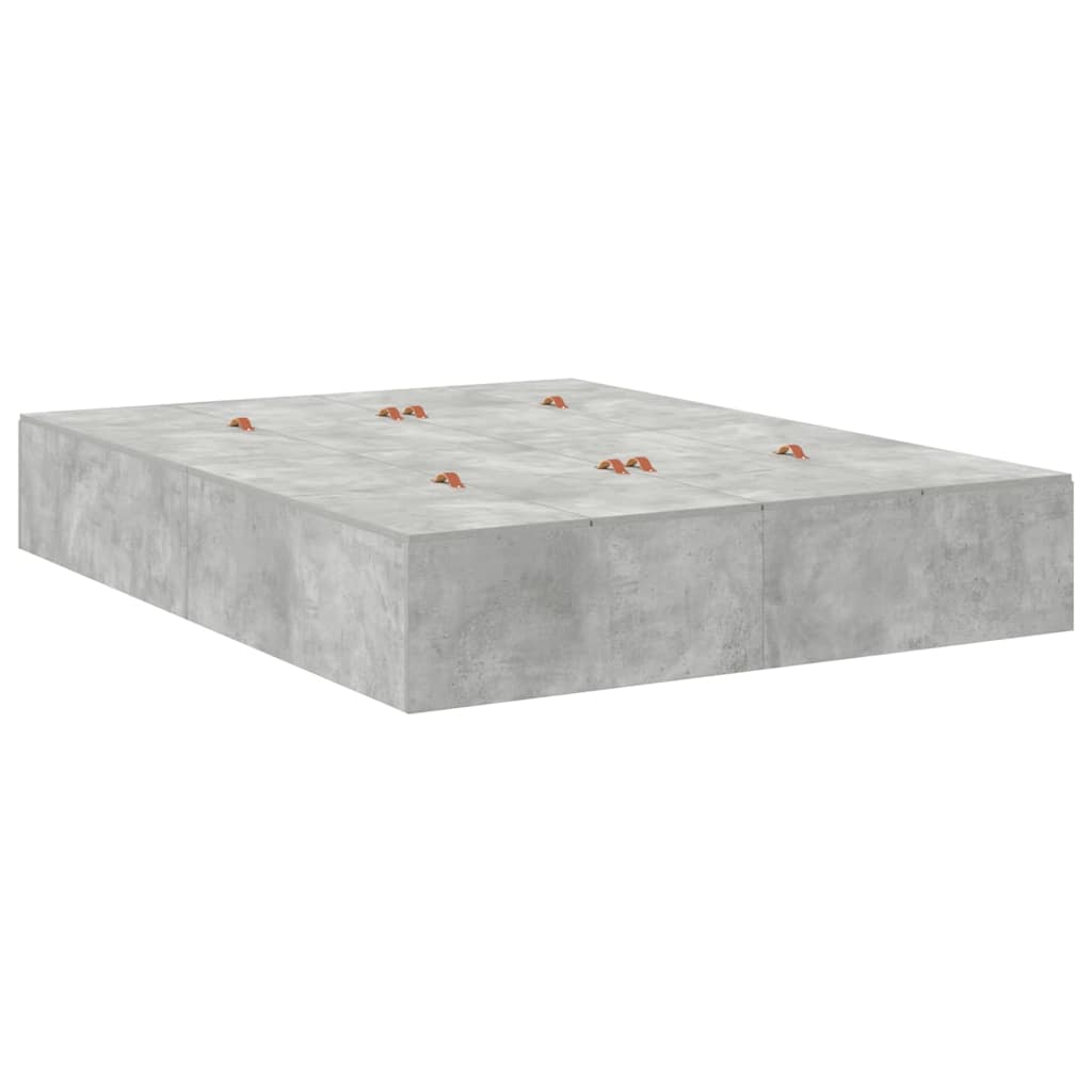 vidaXL Storage Bed Frame Concrete Grey 150 x 200 cm Engineered Wood 5