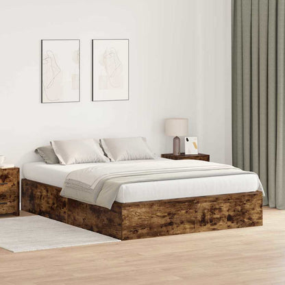 vidaXL Storage Bed Frame Smoked Oak 150 x 200 cm Engineered Wood 1