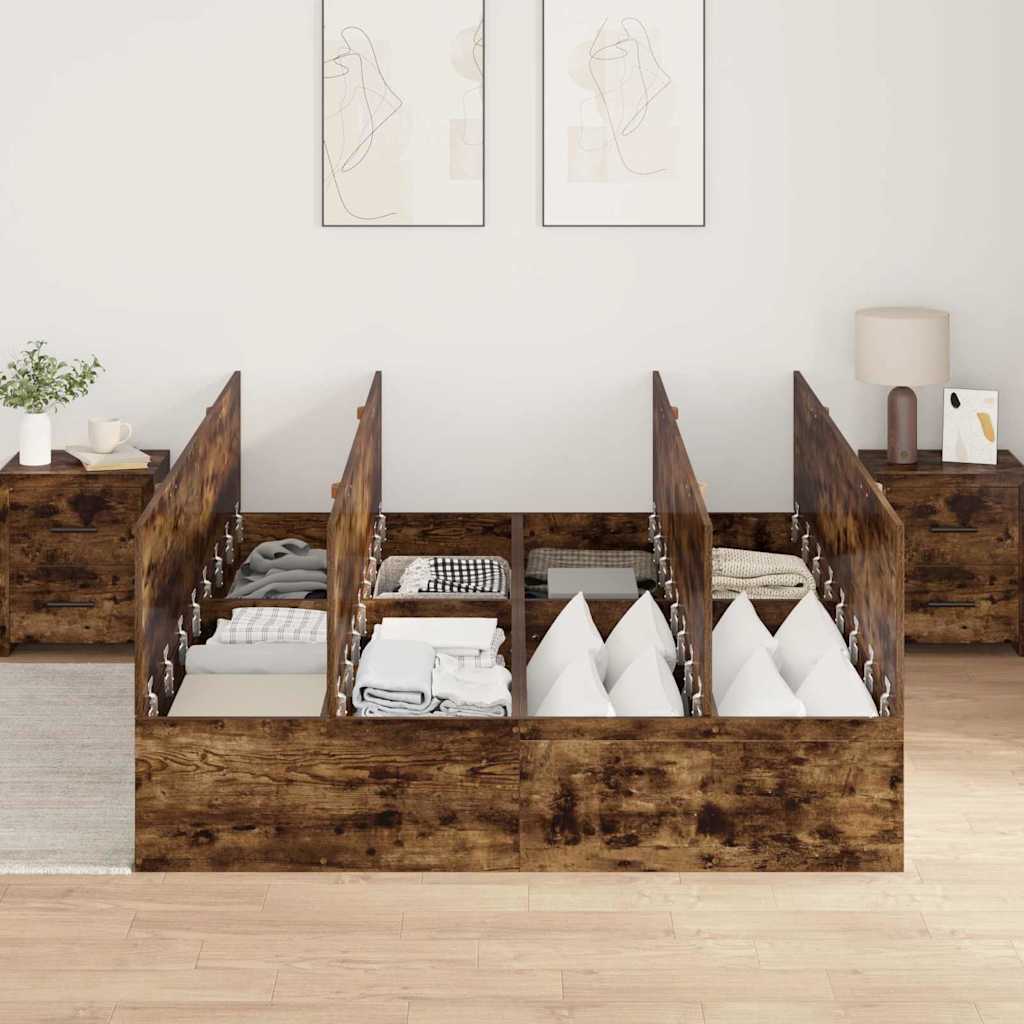 vidaXL Storage Bed Frame Smoked Oak 150 x 200 cm Engineered Wood 3