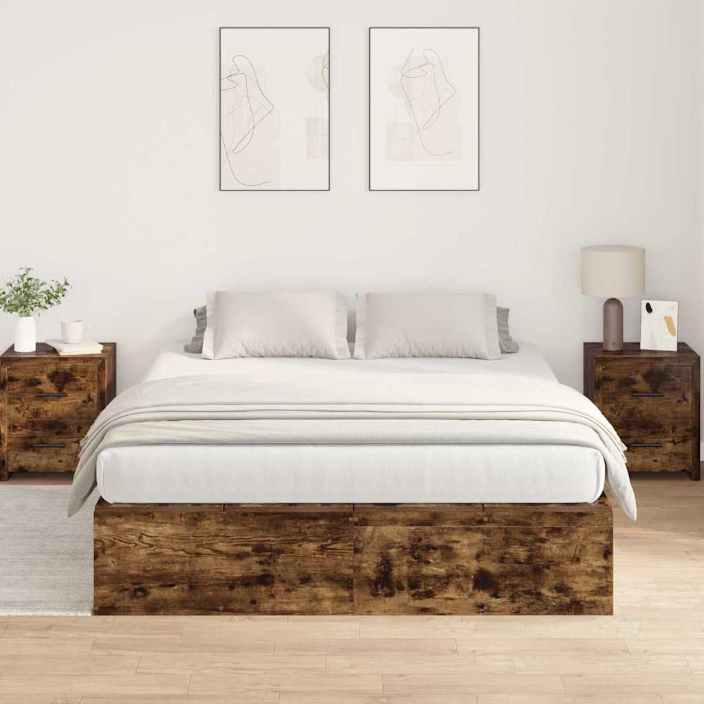 vidaXL Storage Bed Frame Smoked Oak 150 x 200 cm Engineered Wood 4