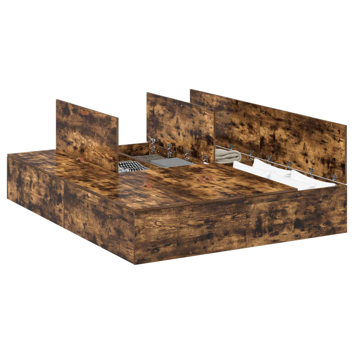 vidaXL Storage Bed Frame Smoked Oak 150 x 200 cm Engineered Wood 2