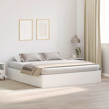 vidaXL Storage Bed Frame with Door Engineered Wood Length 200 cm White