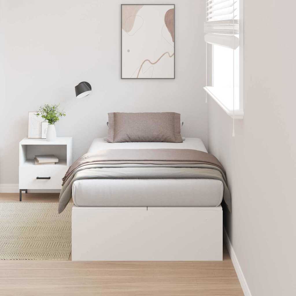 vidaXL Storage Bed Frame with Door White 90 x 190 cm Engineered Wood 1