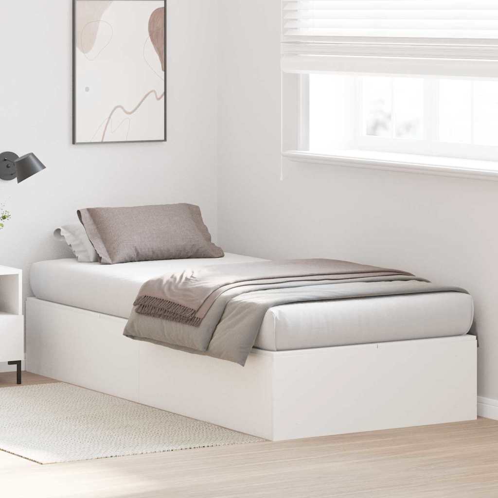 vidaXL Storage Bed Frame with Door White 90 x 190 cm Engineered Wood 4