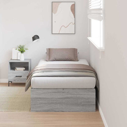 Storage Bed Frame 90 x 190 cm Engineered Wood Grey sonoma