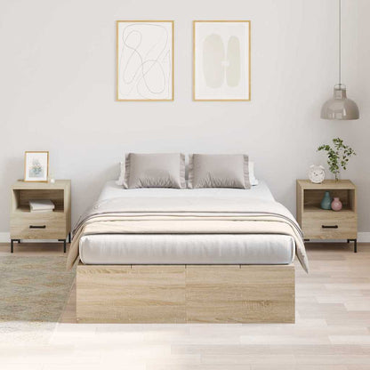 vidaXL Storage Bed Frame Sonoma Oak 120 x 190 cm Engineered Wood 4