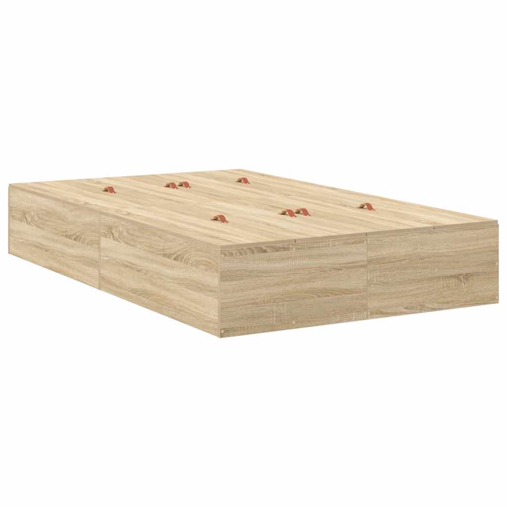 vidaXL Storage Bed Frame Sonoma Oak 120 x 190 cm Engineered Wood 5
