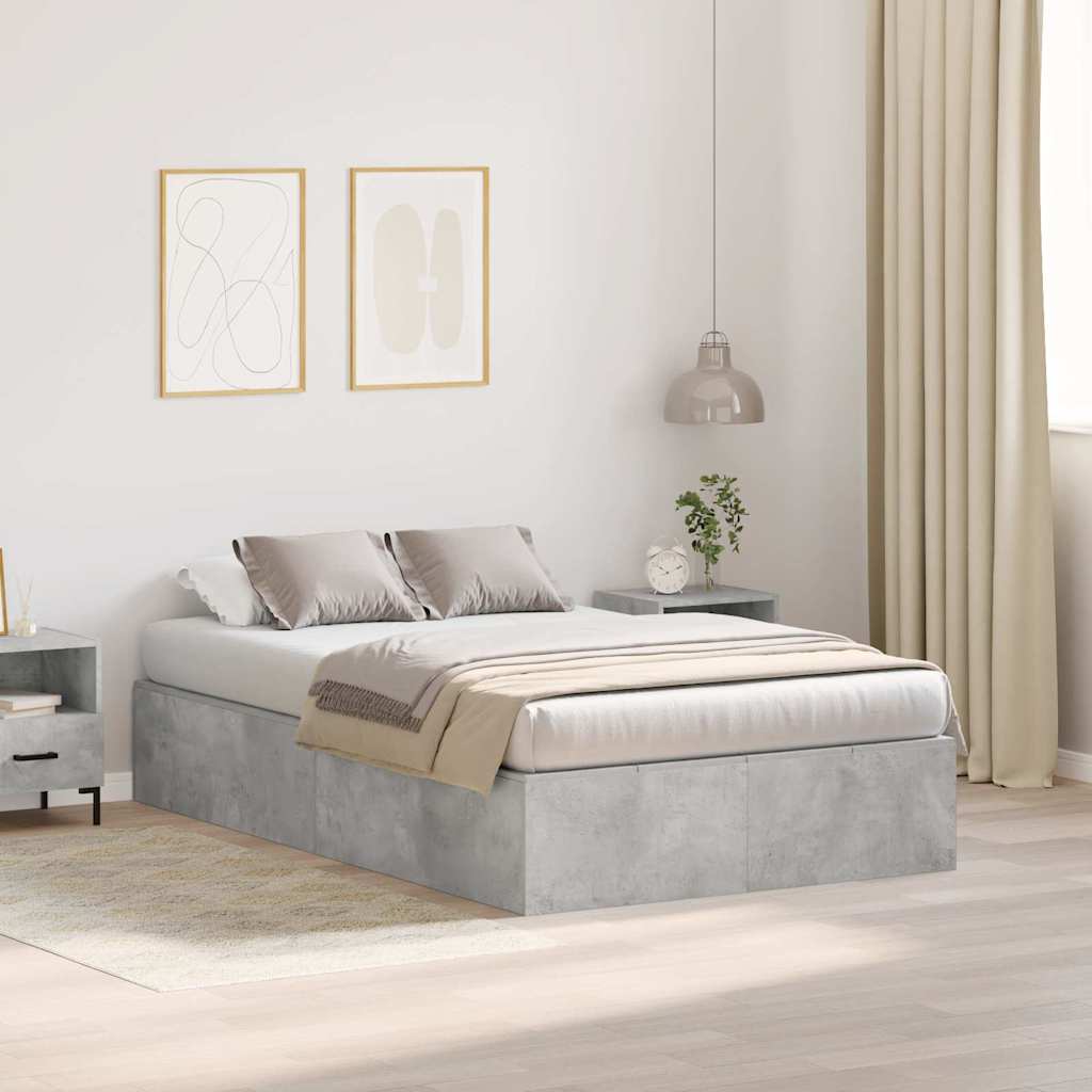 vidaXL Storage Bed Frame Concrete Grey 120 x 190 cm Engineered Wood 1
