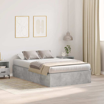 vidaXL Storage Bed Frame Concrete Grey 120 x 190 cm Engineered Wood 1