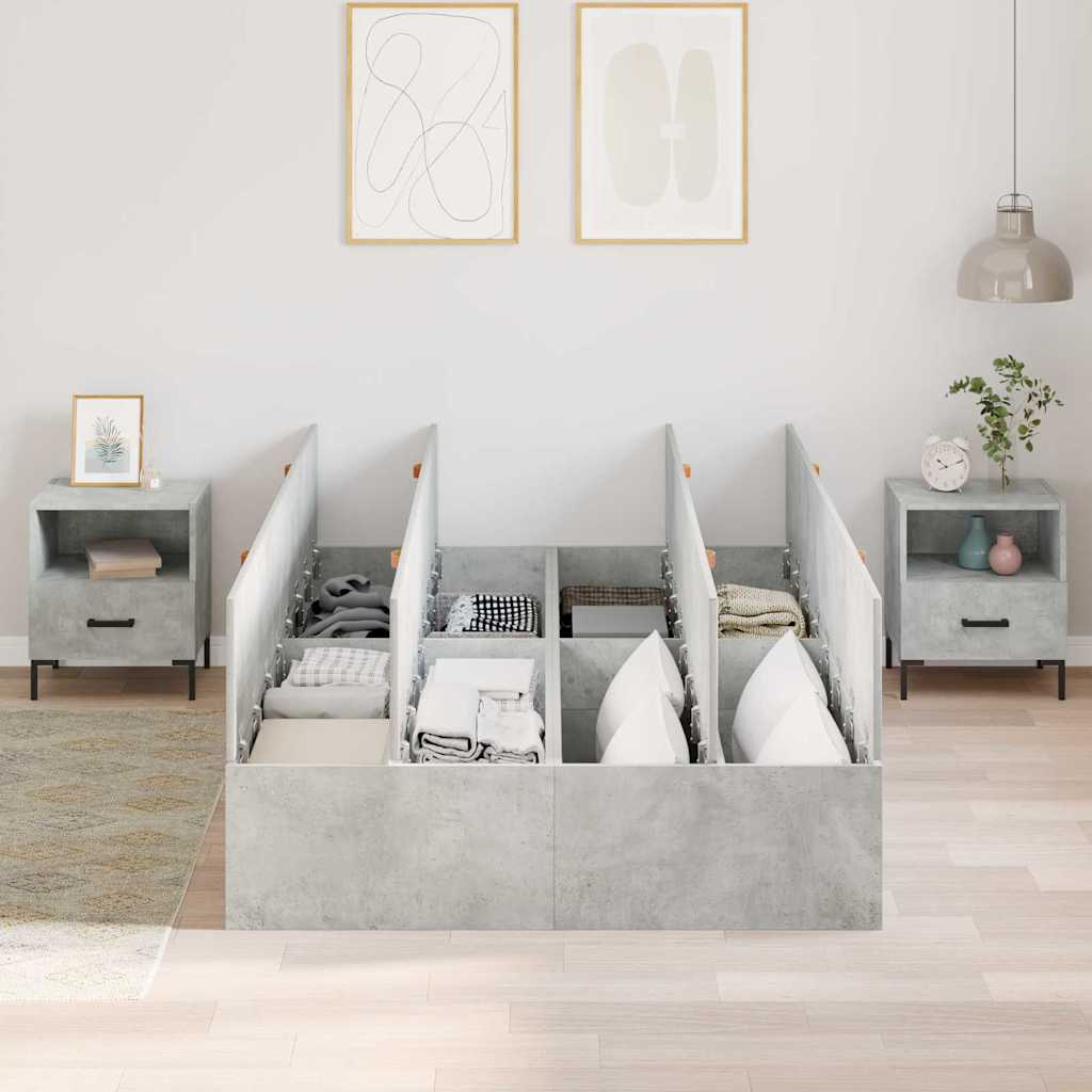 vidaXL Storage Bed Frame Concrete Grey 120 x 190 cm Engineered Wood 3