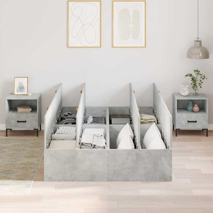 vidaXL Storage Bed Frame Concrete Grey 120 x 190 cm Engineered Wood 3