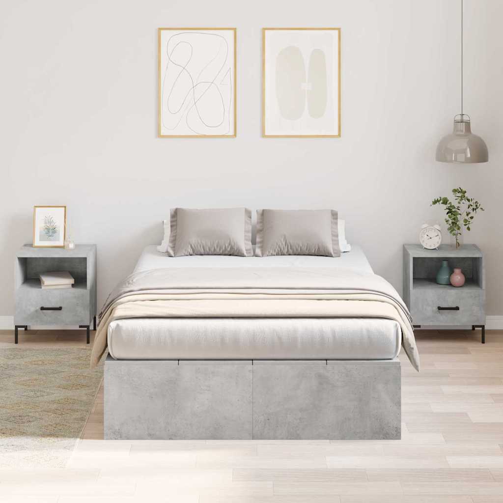 vidaXL Storage Bed Frame Concrete Grey 120 x 190 cm Engineered Wood 4