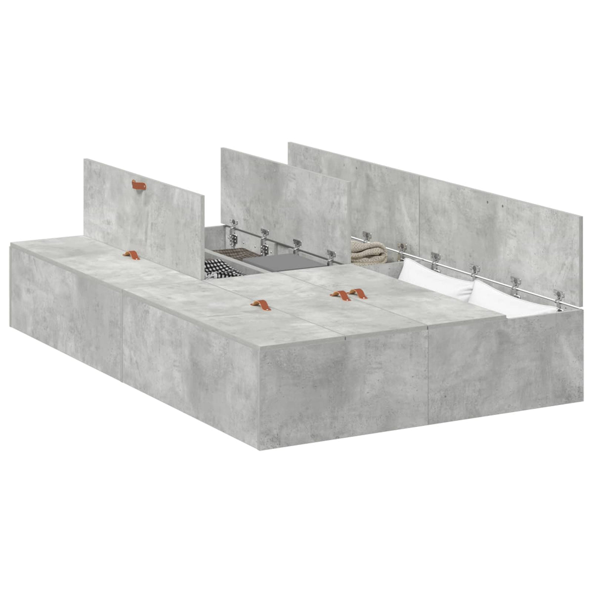 vidaXL Storage Bed Frame Concrete Grey 120 x 190 cm Engineered Wood 2