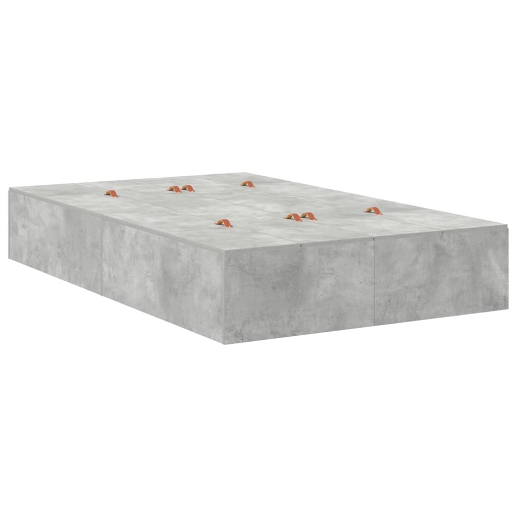 vidaXL Storage Bed Frame Concrete Grey 120 x 190 cm Engineered Wood 5