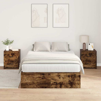 vidaXL Storage Bed Frame Smoked Oak 120 x 190 cm Engineered Wood 4
