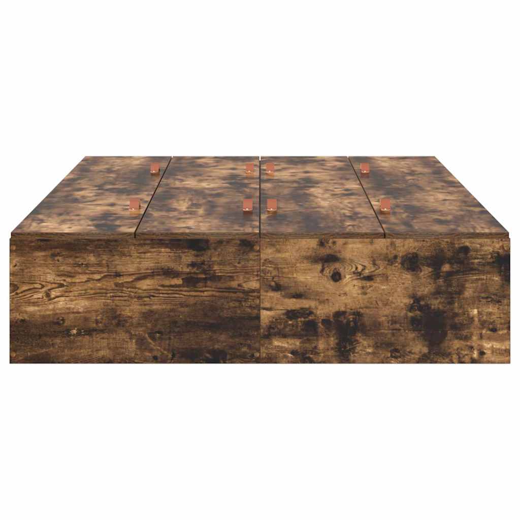 vidaXL Storage Bed Frame Smoked Oak 120 x 190 cm Engineered Wood 6
