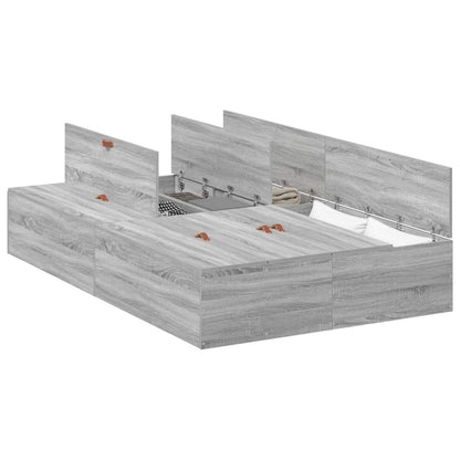 vidaXL Storage Bed Frame Grey Sonoma 120 x 190 cm Engineered Wood 2