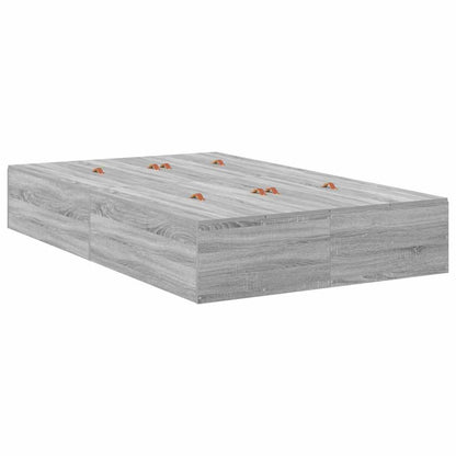 vidaXL Storage Bed Frame Grey Sonoma 120 x 190 cm Engineered Wood 5