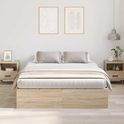 vidaXL Storage Bed Frame Sonoma Oak 140 x 190 cm Engineered Wood 4