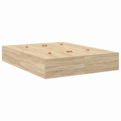 vidaXL Storage Bed Frame Sonoma Oak 140 x 190 cm Engineered Wood 5