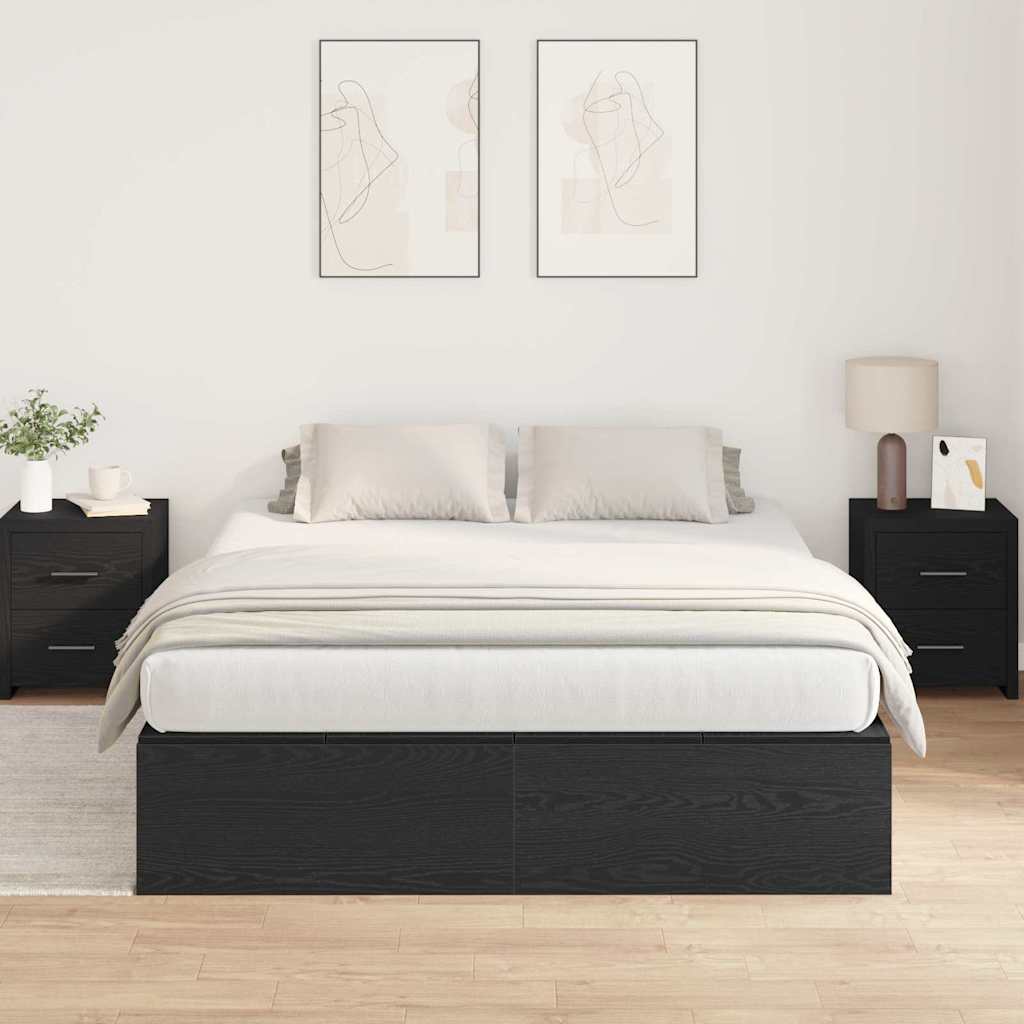 vidaXL Storage Bed Frame Black Oak 135 x 190 cm Engineered Wood 4