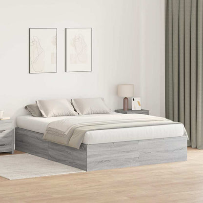 vidaXL Storage Bed Frame Grey Sonoma 135 x 190 cm Engineered Wood 1