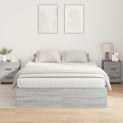 vidaXL Storage Bed Frame Grey Sonoma 135 x 190 cm Engineered Wood 4