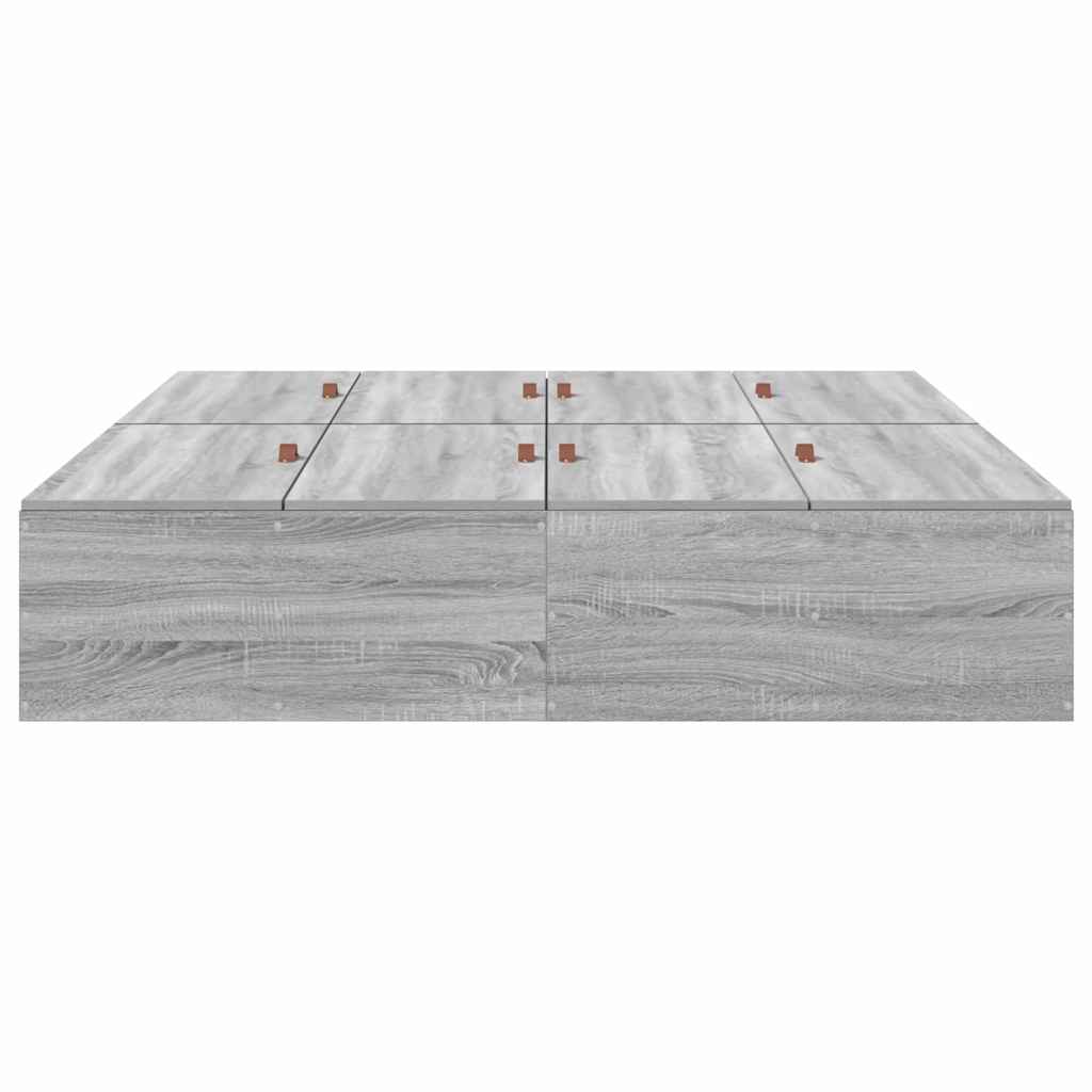 vidaXL Storage Bed Frame Grey Sonoma 135 x 190 cm Engineered Wood 6