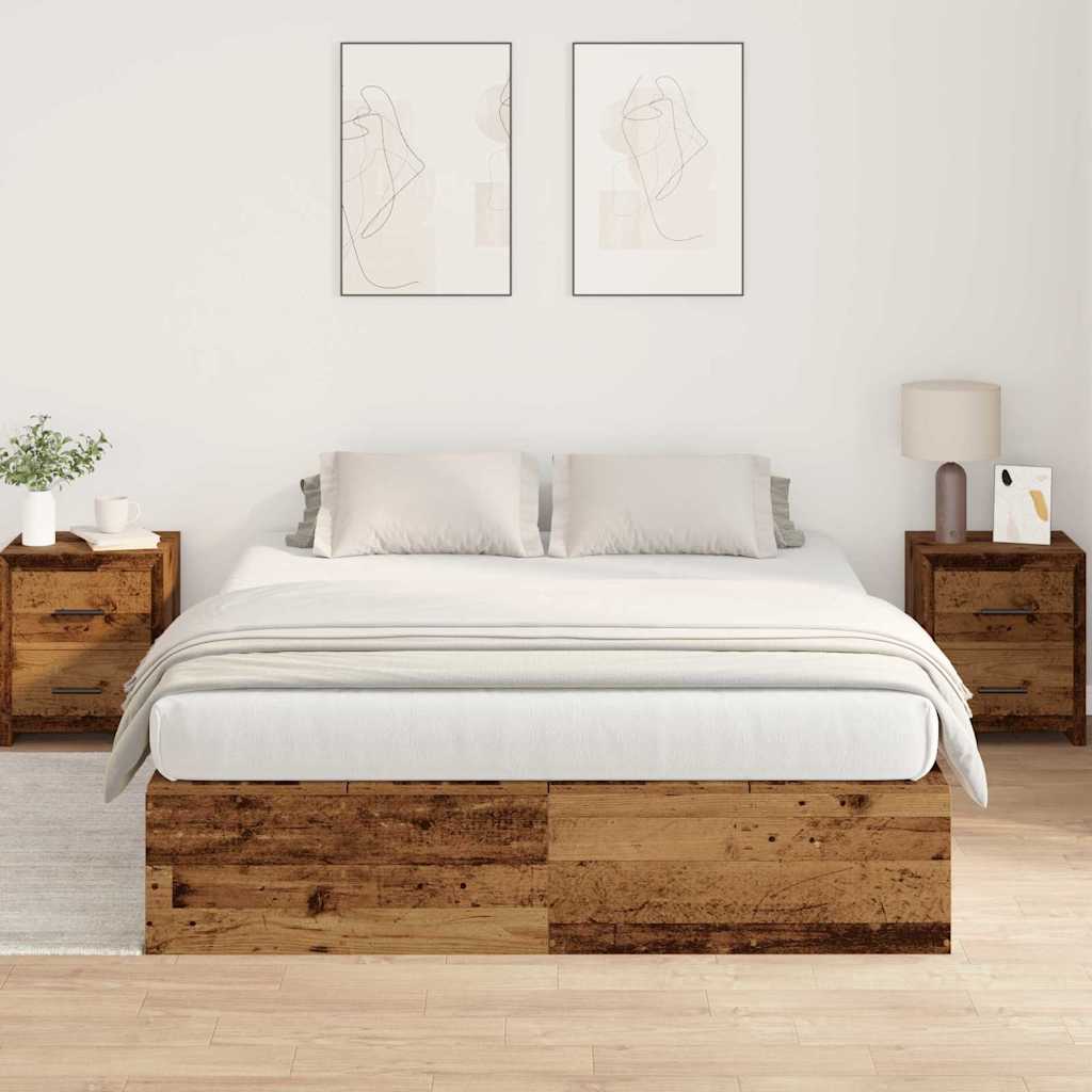 vidaXL Storage Bed Frame Old Wood 135 x 190 cm Engineered Wood 4