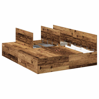 vidaXL Storage Bed Frame Old Wood 135 x 190 cm Engineered Wood 2