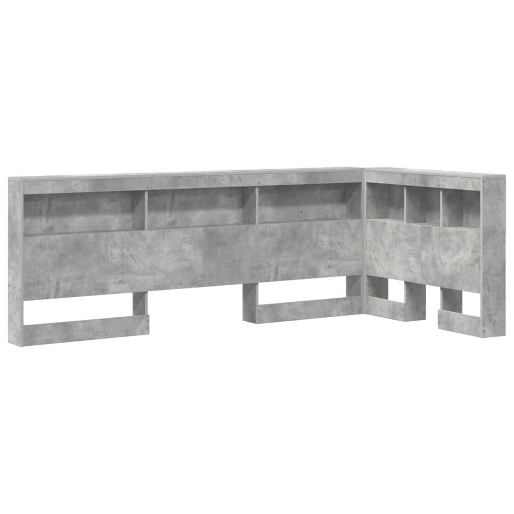 Storage Headboard Engineered Wood Length 200 cm Concrete Grey 90 cm