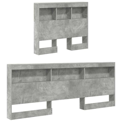 Storage Headboard Engineered Wood Length 200 cm Concrete Grey 90 cm