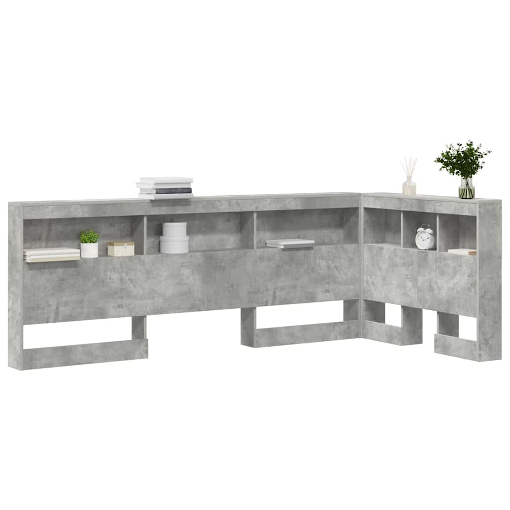 Storage Headboard Engineered Wood Length 200 cm Concrete Grey 90 cm